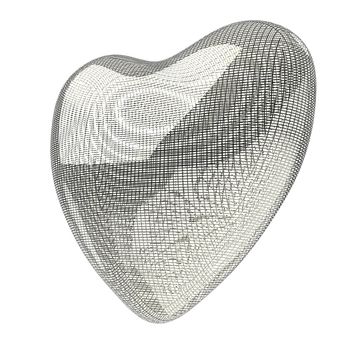 heart lines mesh 3d on white background