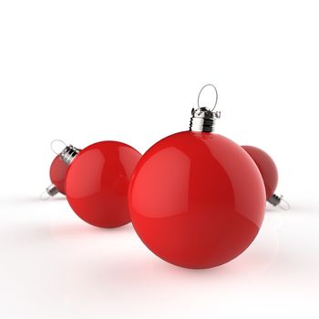 Christmas balls on white background