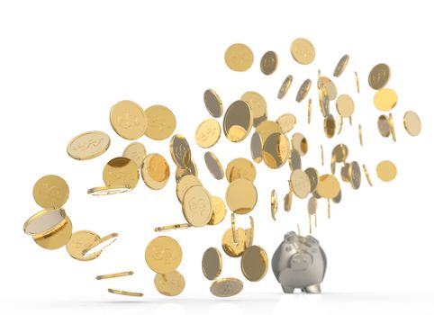 winner piggy bank and coins as concept