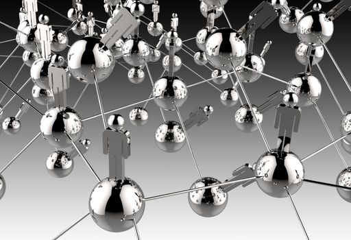 3d stainless human social network as concept