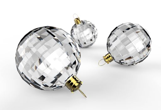 Christmas balls on white background