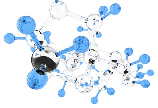 Molecule glass 3d colors on white background