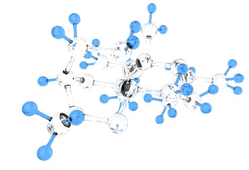 Molecule glass 3d colors on white background