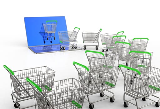 Online shopping concept 3d on white background