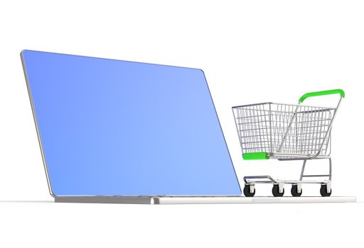 On line shopping concept on white background