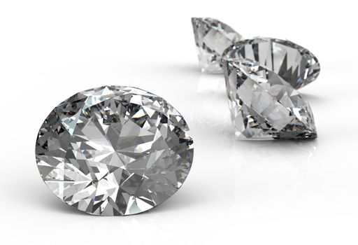 Diamonds isolated on white 3d model