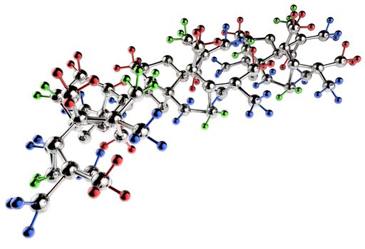 molecule 3d with red green blue colors