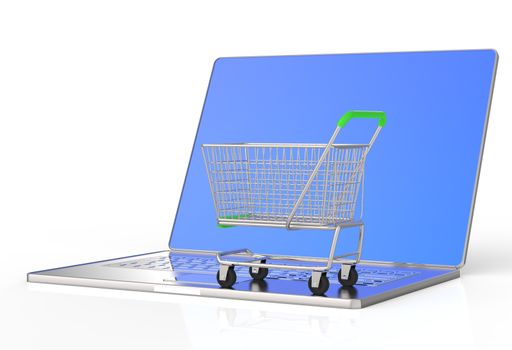 On line shopping concept on white background