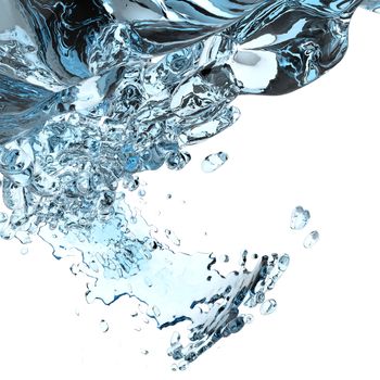 3d water splash isolated on white background