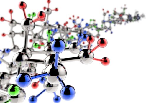 molecule 3d with red green blue colors