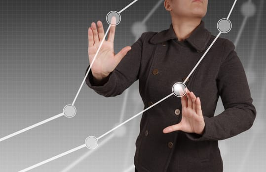 businesswoman hand working with new interface computer graph as concept