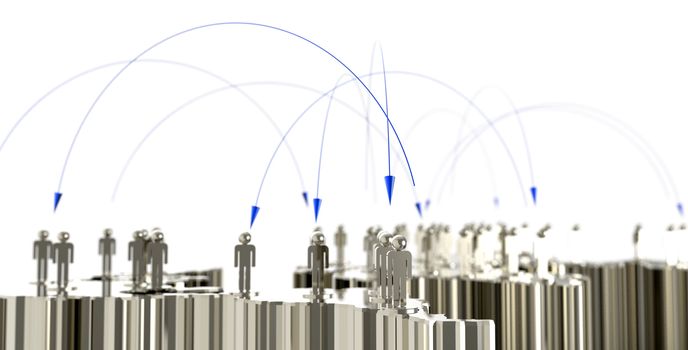 social network human 3d on world map as concept