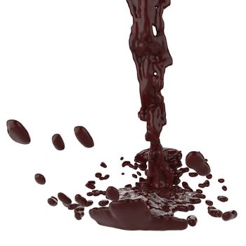 close up melt splash of brown hot chocolate 3d