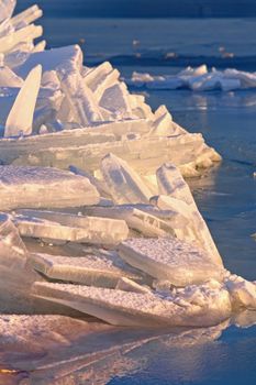 Many iceblocks on each other in Lake Balaton