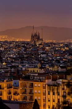 Night scene from city Barcelona in Spain