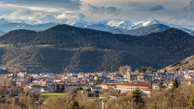 Small town of Olot Garrotxa region Catalunya Spain