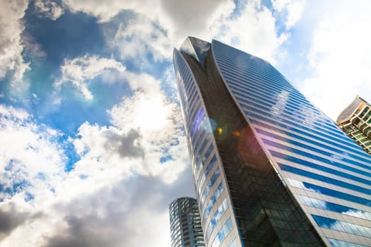 Photo of modern building in business area