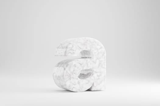 Marble 3d letter A lowercase. White marble letter isolated on white background. Glossy marble stone alphabet. 3d rendered font character.