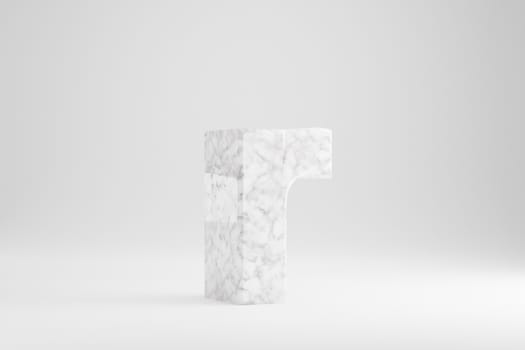 Marble 3d letter R lowercase. White marble letter isolated on white background. Glossy marble stone alphabet. 3d rendered font character.