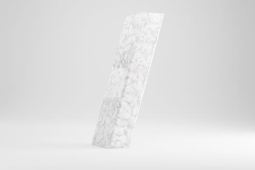 Marble 3d forward slash symbol. White marble sign isolated on white background. Glossy marble stone alphabet. 3d rendered font character.