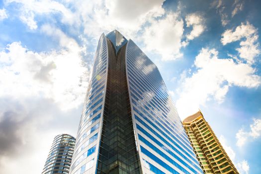 Photo of modern building in business area