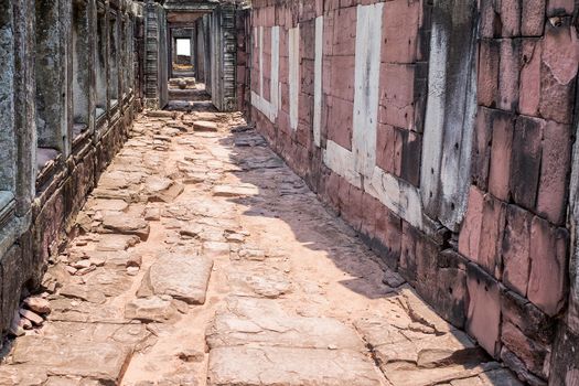 Old brick walk way in sunlight