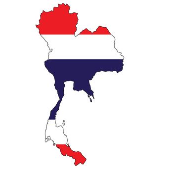 Thailand map with color of their flag, 3d rendering