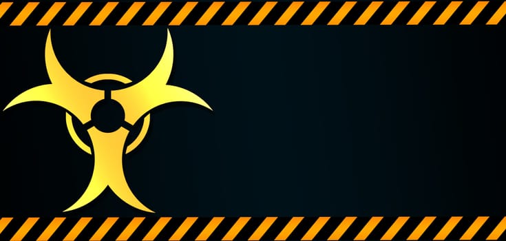 Yellow tapes or ribbons with biohazard sign, 3d rendering