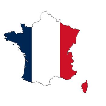 France map with color of their flag, 3d rendering