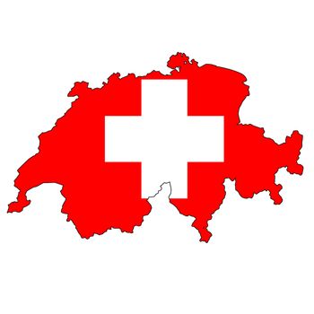Switzerland map with color of their flag, 3d rendering