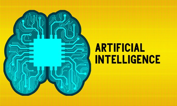 Artificial intelligence concept with circuit design, 3d rendering