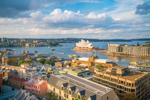 Downtown Sydney skyline in Australia from top view 