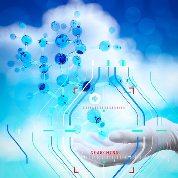 Accurate diagnosis appropriate treatment medical concept.scientist doctor hand holds virtual 3d  molecular structure in the lab 