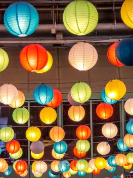 rainbow of japan lamp interior indoor in public night plaza at central north pattaya