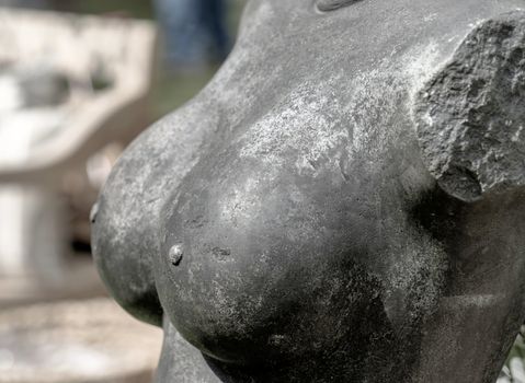 Perfect female breast as artistic metal sculpture, germany