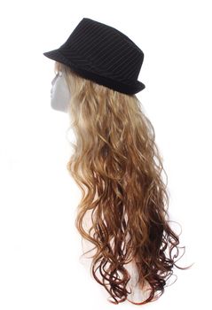 Classic Fedora Hat on Mannequin Head With Honey Blond Wig