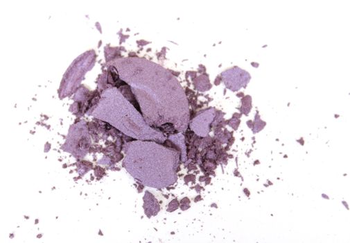 Broken Cosmetic Pigments on White Background