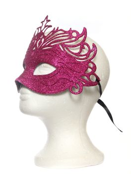 Pink Carnival Mardi Gras Mask on Mannequin head