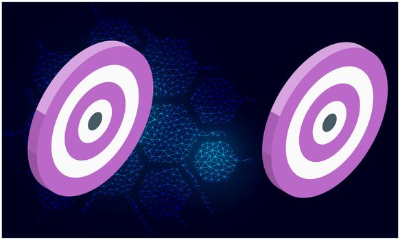 digital textile design of targets on hexagon backgrounds