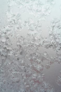 Abstract texture, pattern frost on the window, view macro. Shallow dof