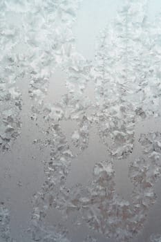 Abstract texture, pattern frost on the window, view macro. Shallow dof