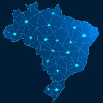 Map of Brazil with blue background. 3d rendering