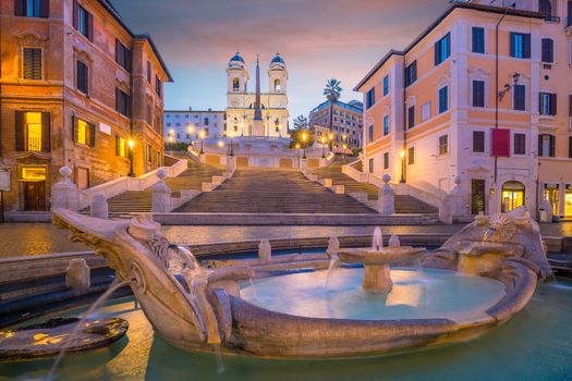 Piazza de spagna(Spanish Steps) in rome, italy at twilight

