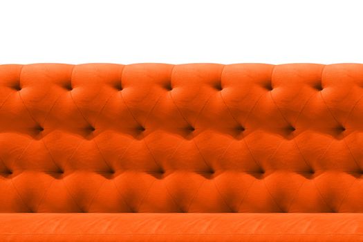 Luxury Orange sofa velvet cushion close-up pattern background on white