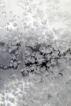 Abstract texture, pattern frost on the window, view macro. Shallow dof