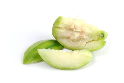 Ma Kok Nam (Thai word), Elaeocarpus hygrophilus Kurz fruits on white background, the fruits are used as foods in some Southeast Asian countries like Thailand