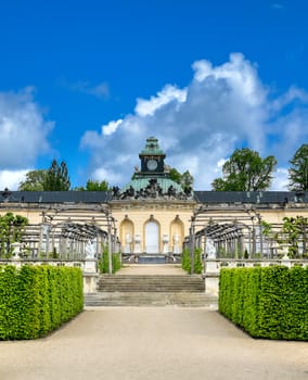 An exterior view of the Picture Gallery in the park of Sanssouci palace in Potsdam, Germany.