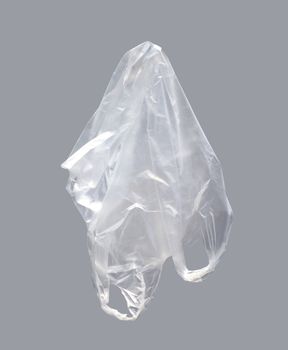 Plastic bag, Clear plastic bag on gray background, Plastic bag clear waste, Plastic bag clear garbage, Pollution from garbage waste bags