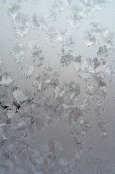 Abstract texture, pattern frost on the window, view macro. Shallow dof