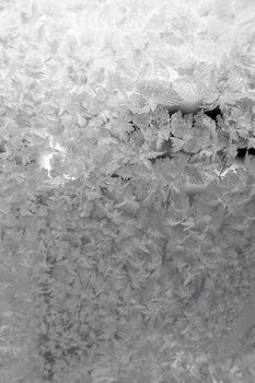 Abstract texture, pattern frost on the window, view macro. Shallow dof